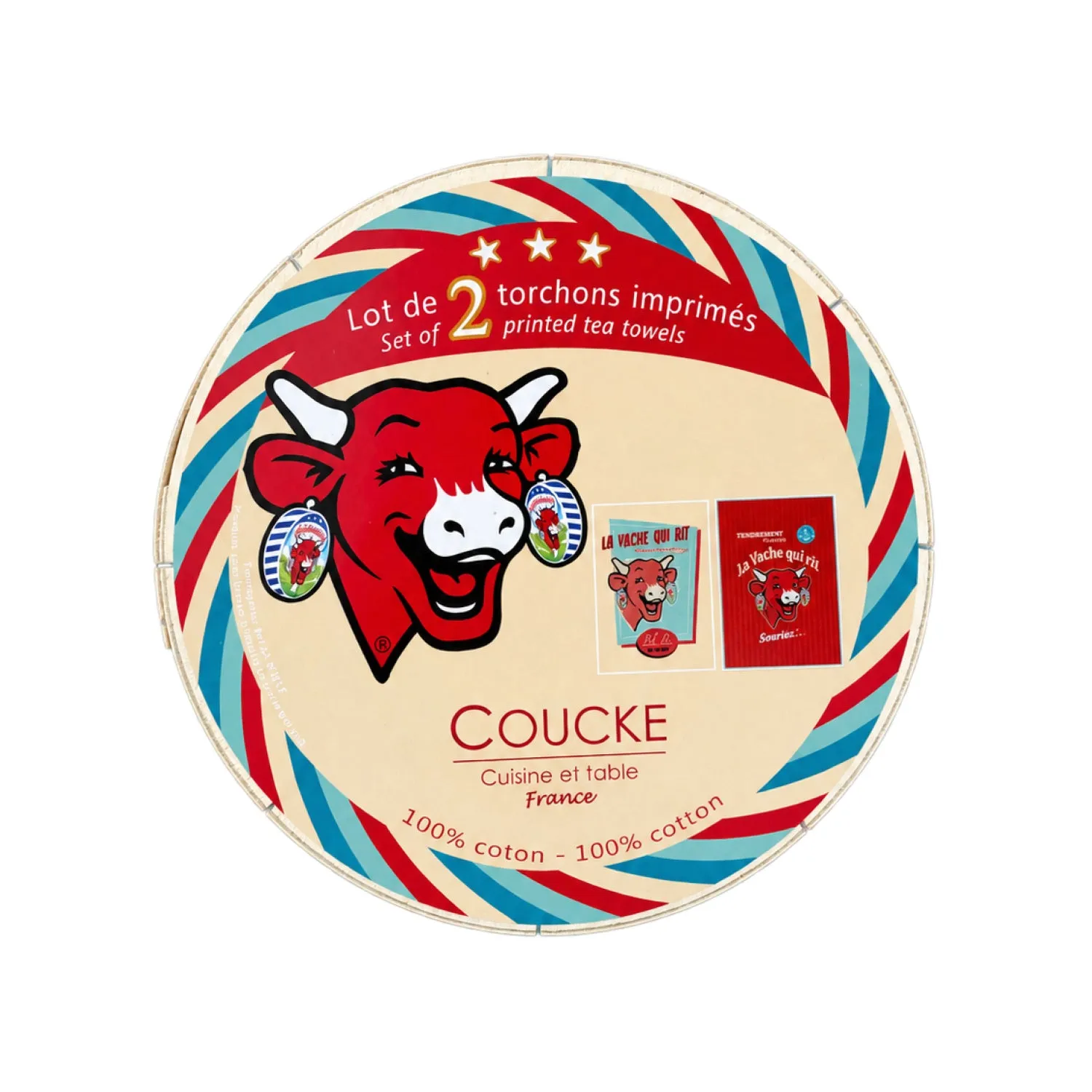 Coucke La Vache Qui Rit kjøkkenhåndkle 2-pk beige bomull