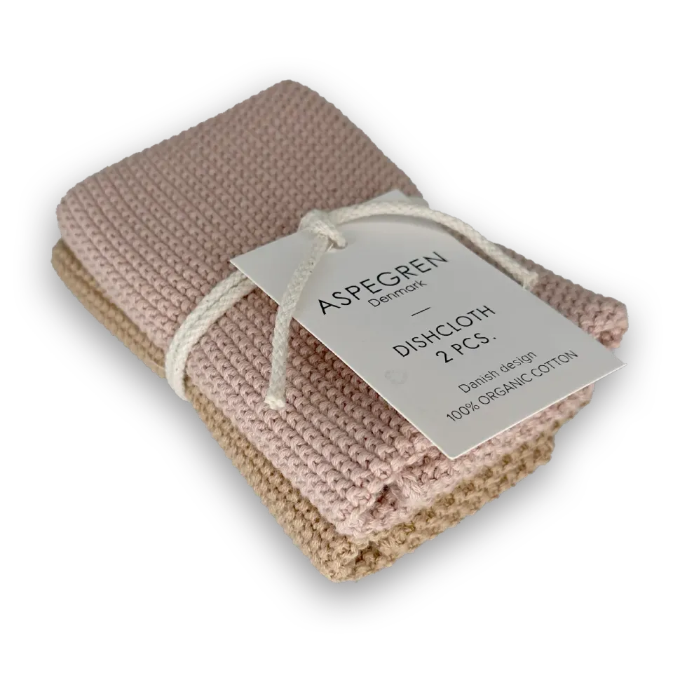 Aspegren Denmark Solid kjøkkenklut macaroon 25x25 cm 2-pk