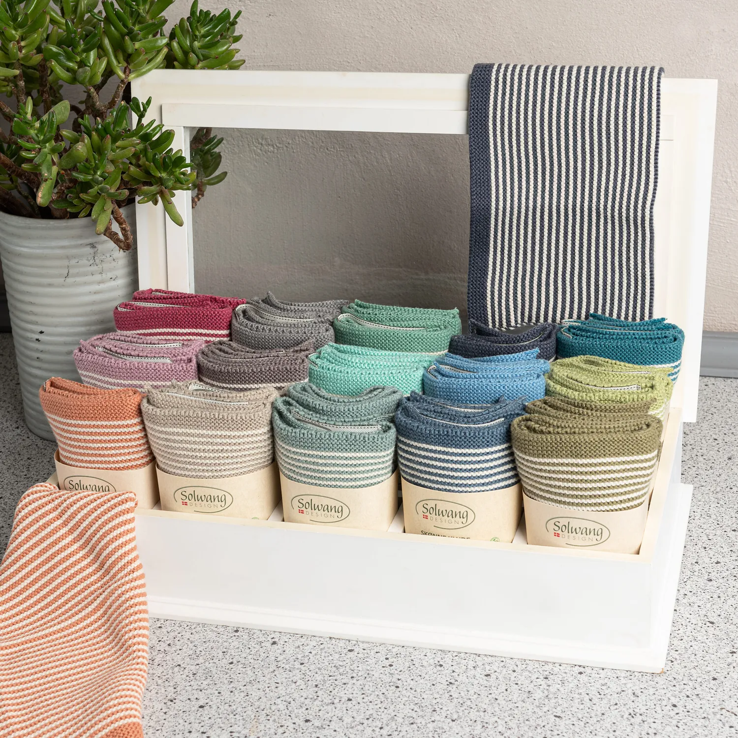 Solwang Design khaki stribe klut 2-pk økologisk