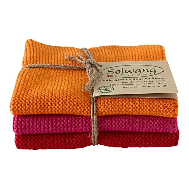 Solwang Design karklut orange/pink/rød 3-pak økologisk