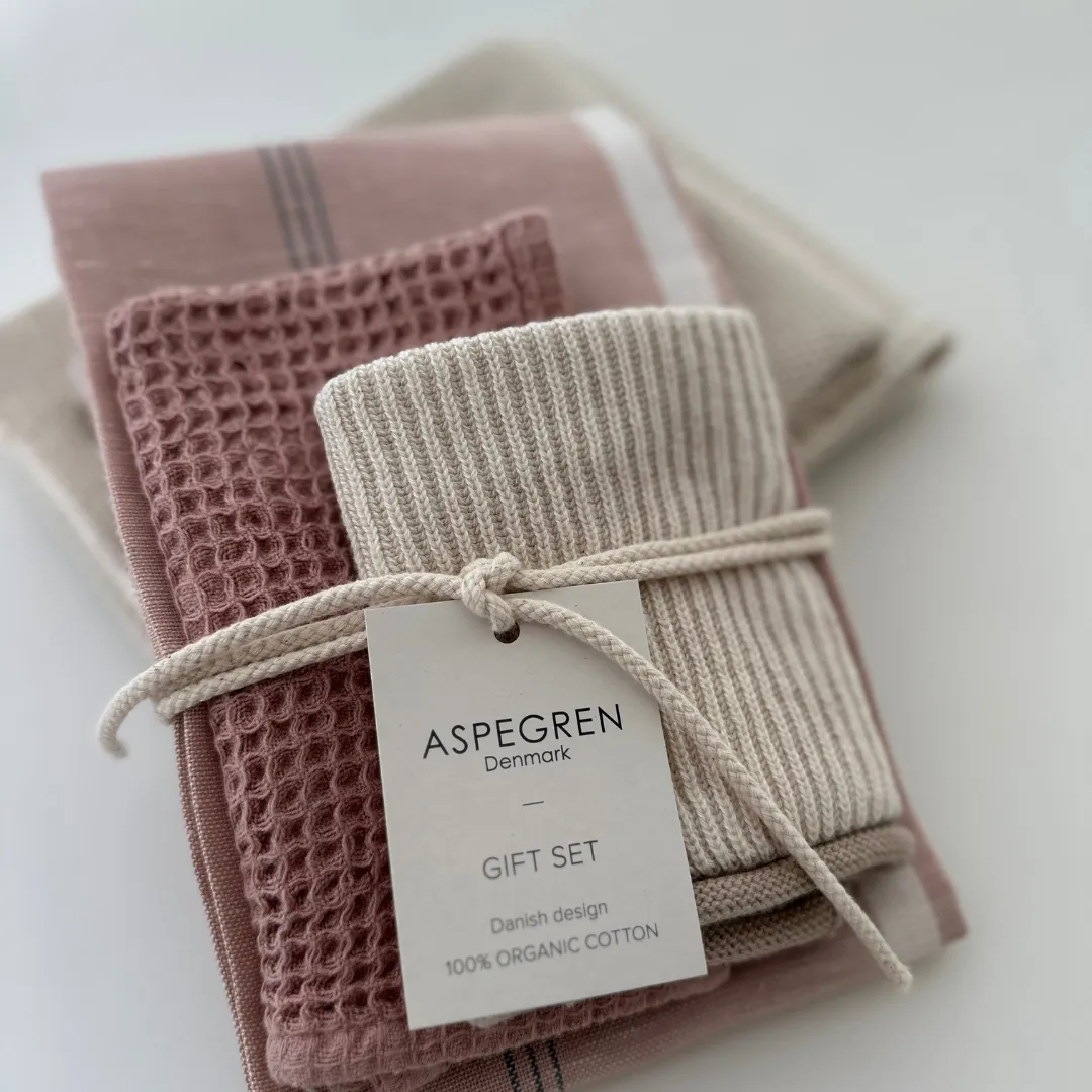 Aspegren Denmark Lychee kjøkkensett 3 deler beige bomull