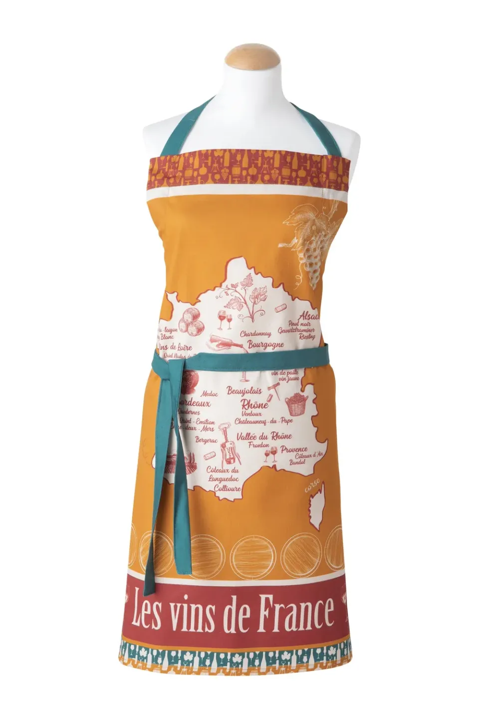 Coucke Wines of France forkle 76x85 cm gult bomull