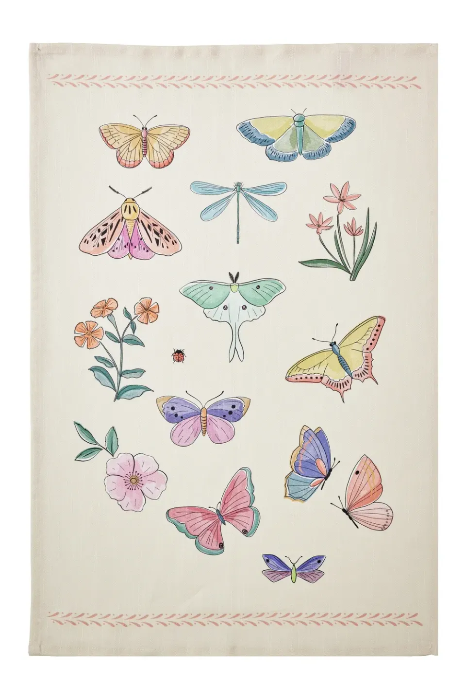 Coucke The Butterflies kjøkkenhåndkle 50x75 cm hvitt bomull-lin