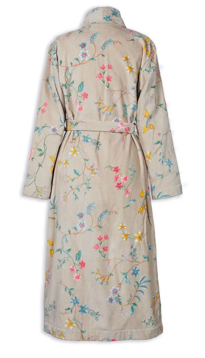 Pip Studio Les Fleurs badekåpe L khaki bomull