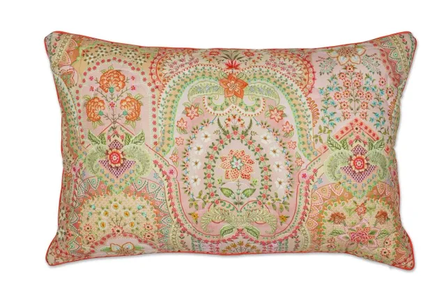 Pip Studio Jabali Flower quiltet pyntepute 45x70 cm korallrød