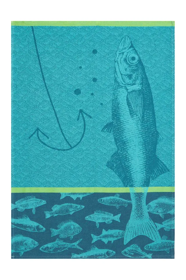 Coucke Fish kjøkkenhåndkle 50x75 cm blå bomull