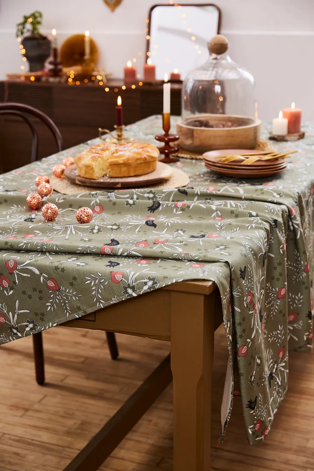 Coucke Pomegranate bordduk khaki 180x300 cm bomull/lin