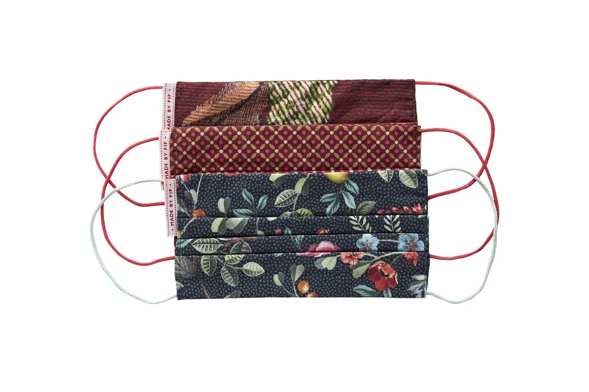 Pip Studio Facemask munnbind multi 3-pakning bomull