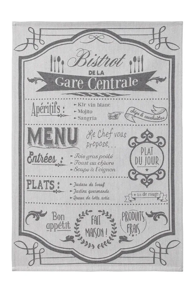 Coucke On the Menu Jacquard kjøkkenhåndkle krem 50x75 cm bomull