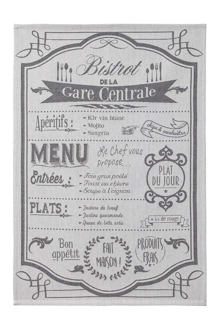 Coucke On the Menu Jacquard kjøkkenhåndkle krem 50x75 cm bomull