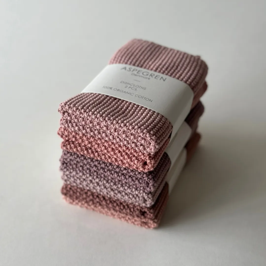 Aspegren Denmark Solid Mauve oppvaskklut 25x25 cm 2-pak øko