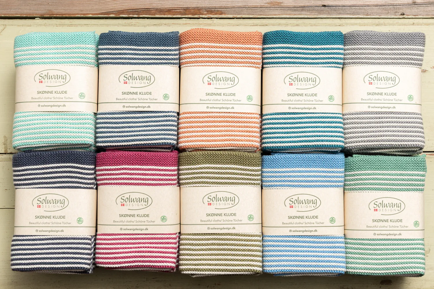 Solwang Design kluter Blå stripe 2-pk økologisk bomull
