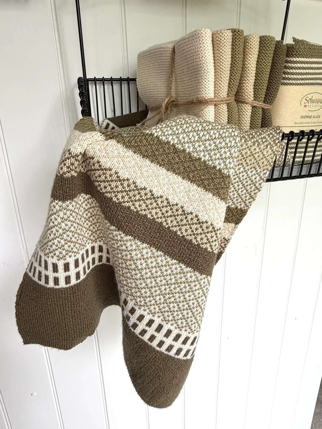 Solwang Zero Waste håndkle jacquard oliven restgarn