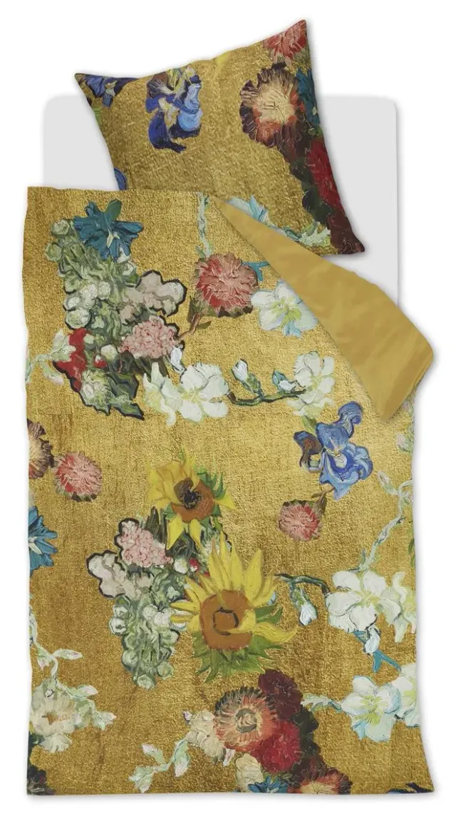 Beddinghouse Van Gogh Partout des Fleurs dynetrekk 140x200 gull sateng