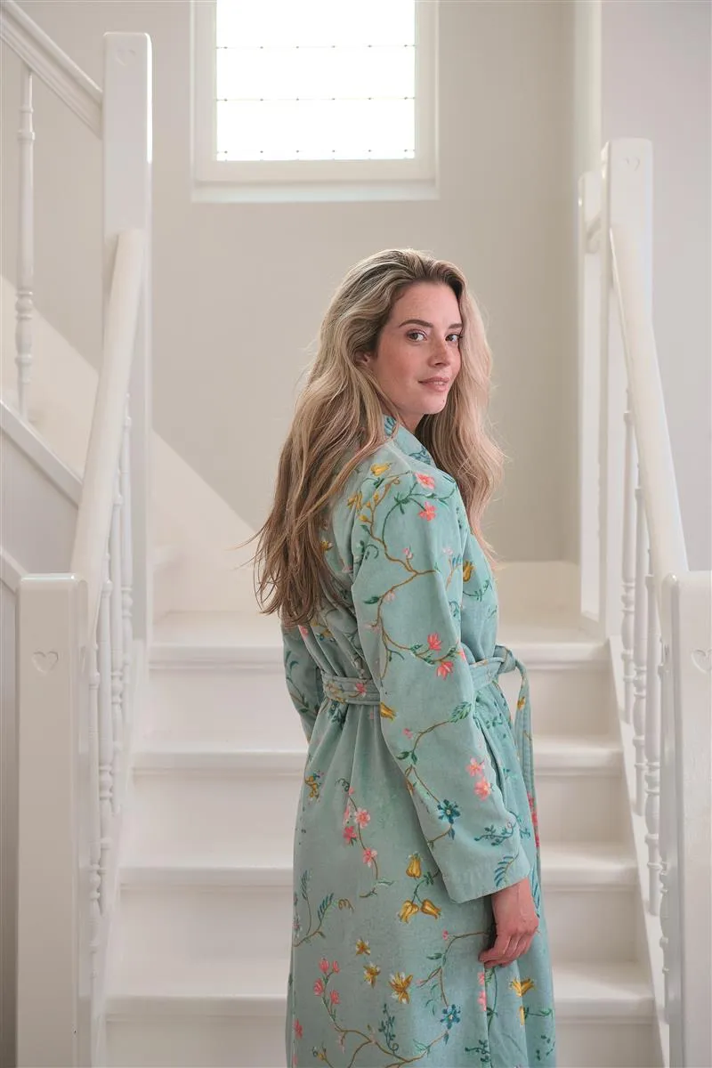 Pip Studio Les Fleurs badekåpe M blå bomull