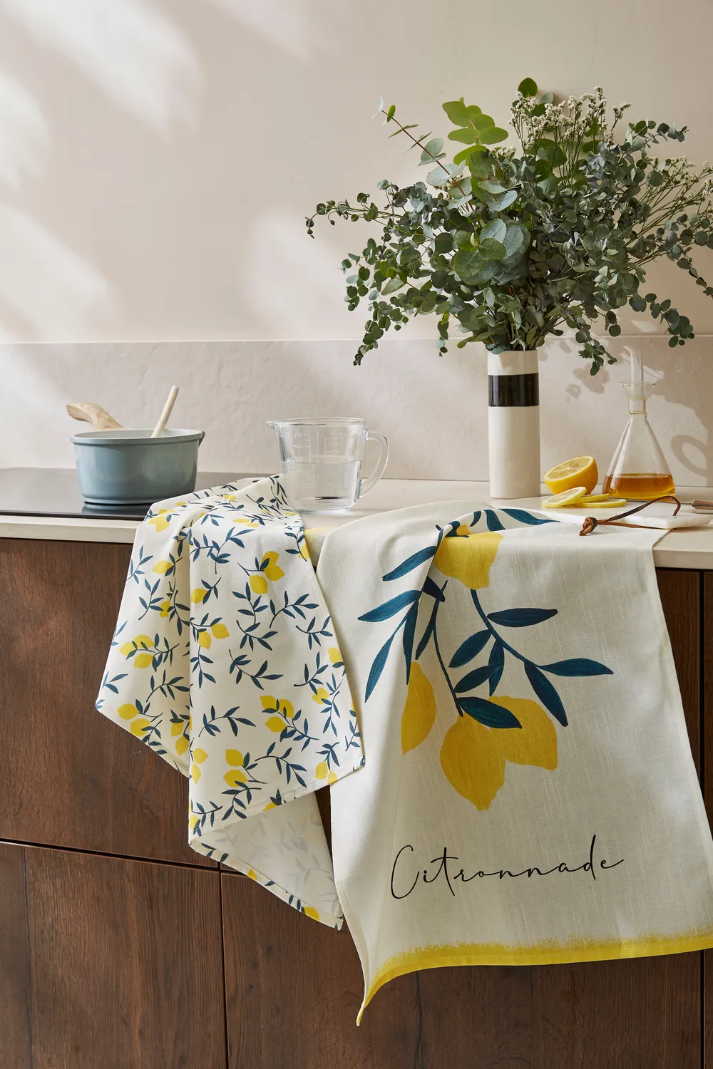 Coucke Lemon Zest kjøkkenhåndkle 50x75 hvit bomull/lin