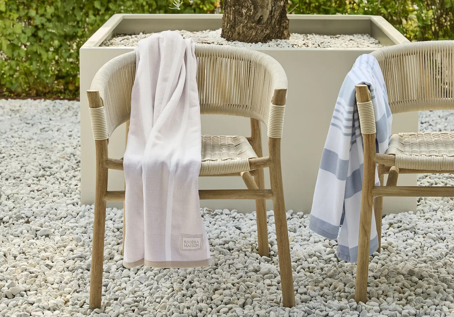 Rivièra Maison Sienna strandhåndkle sand 90x180 bomull