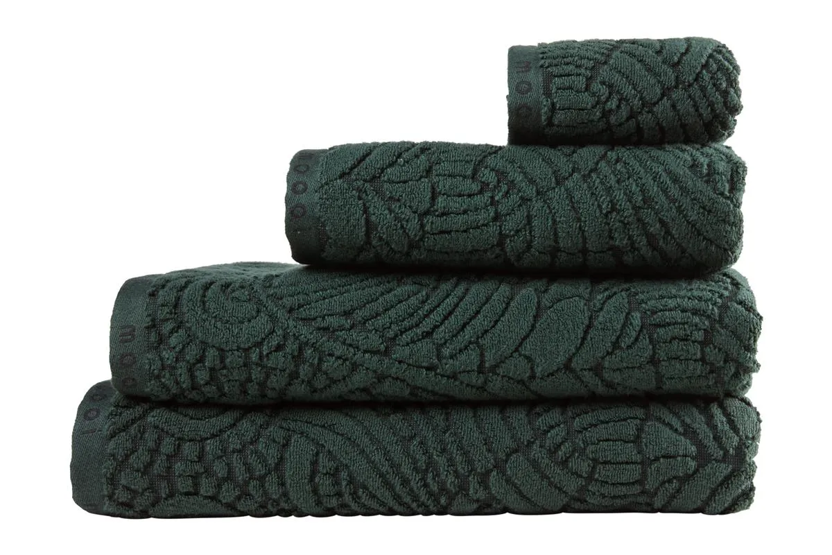MOOOI Dodo Pavone badehåndkle 70x140 mørkegrønn jacquard