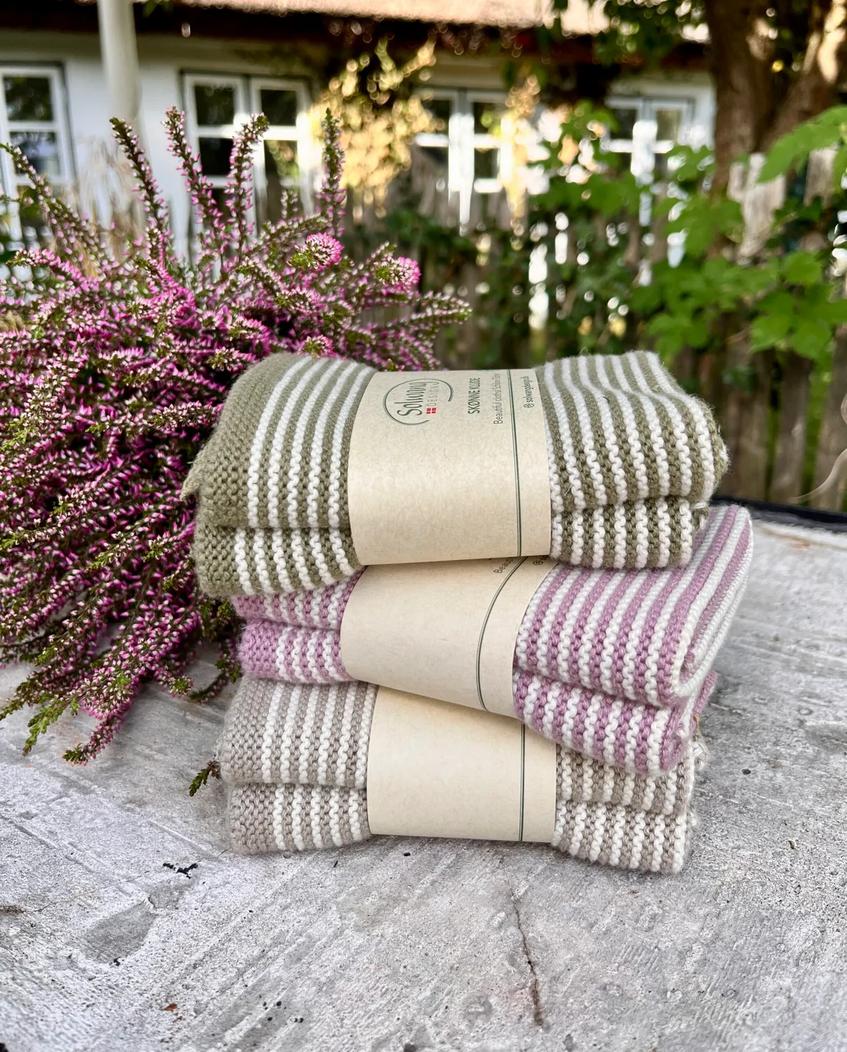 Solwang Design khaki stribe klut 2-pk økologisk