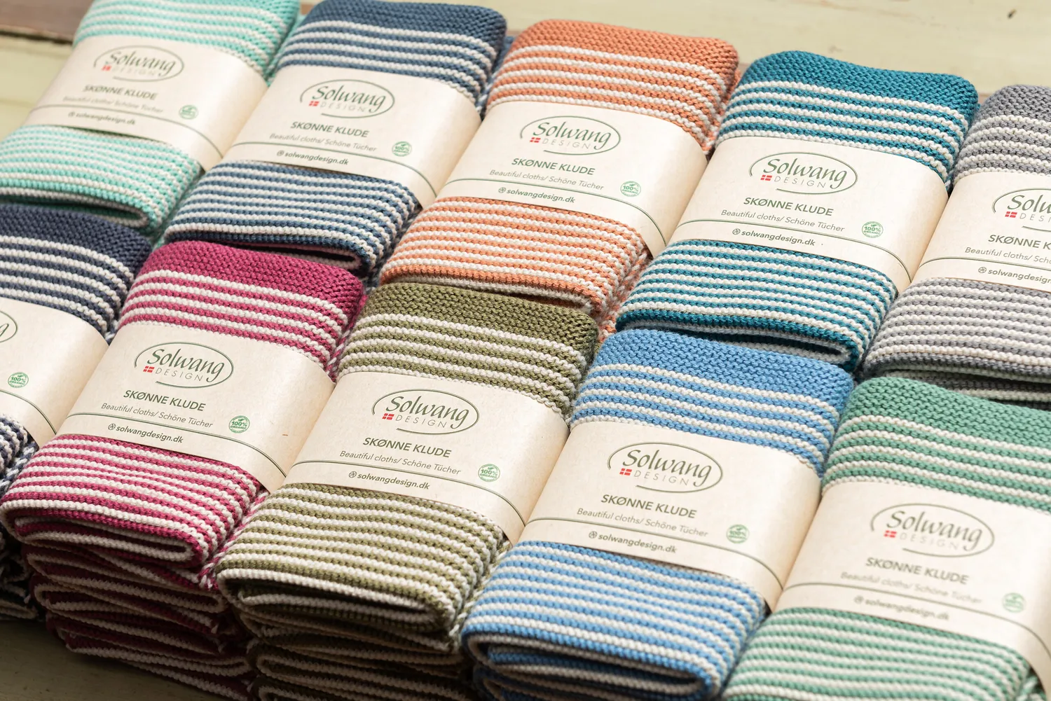 Solwang Design Oliven stripe klut 2-pk økologisk bomull