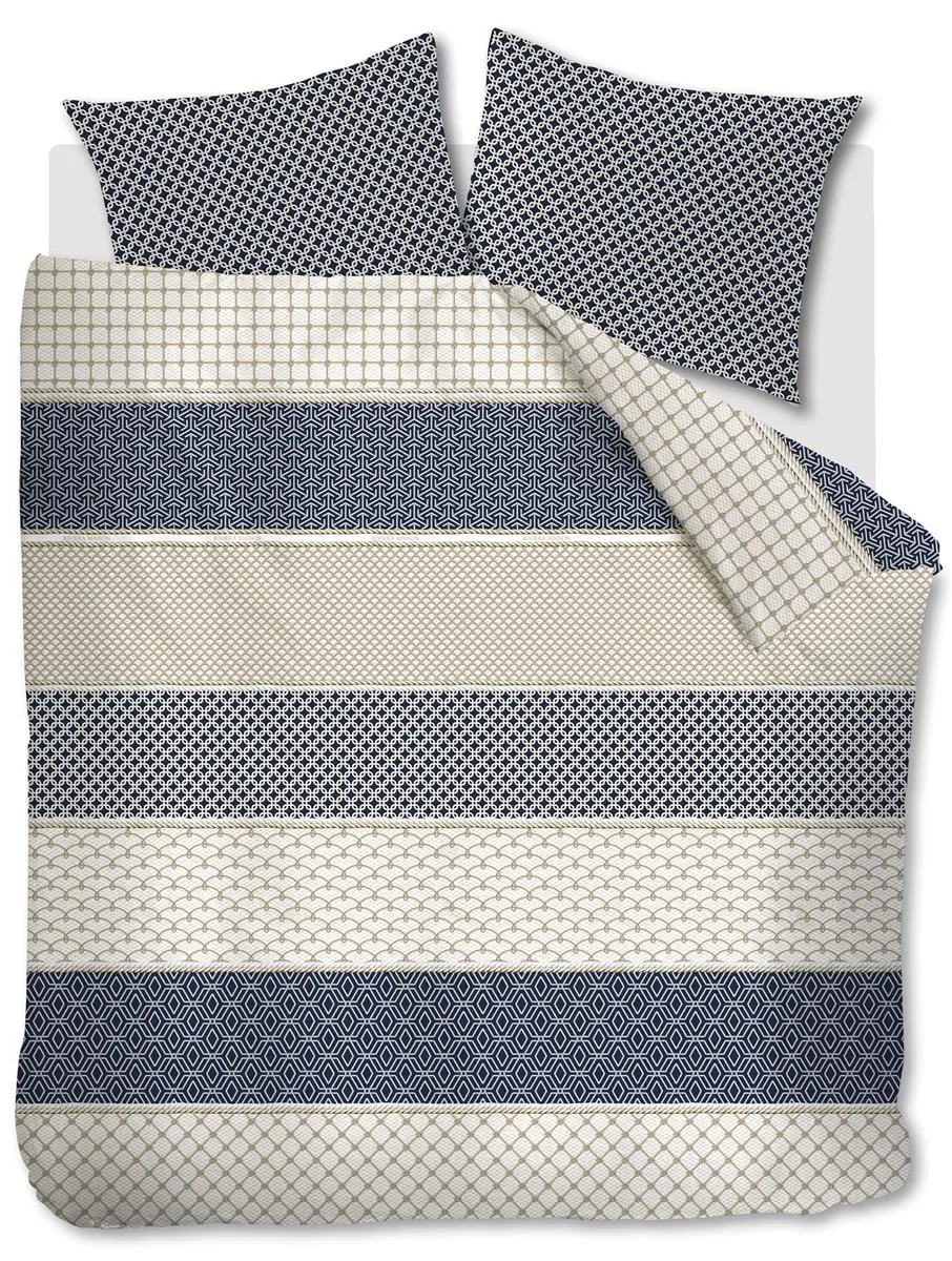 Riviera Maison Ropes dynetrekk 140x200 marineblå bomull