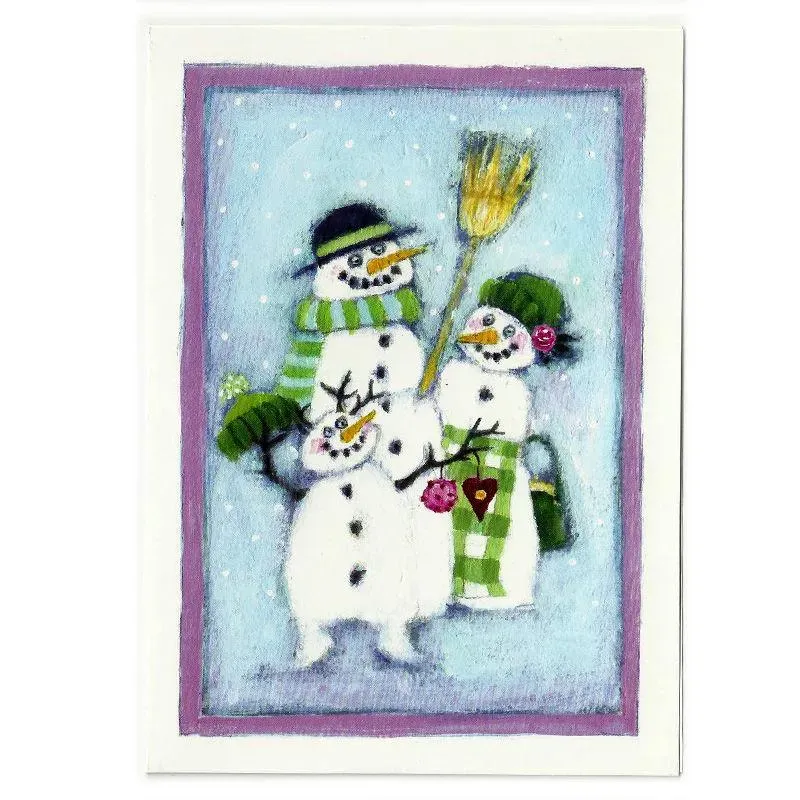 Aspegren Denmark Snowman Family dobbeltkort 11x16