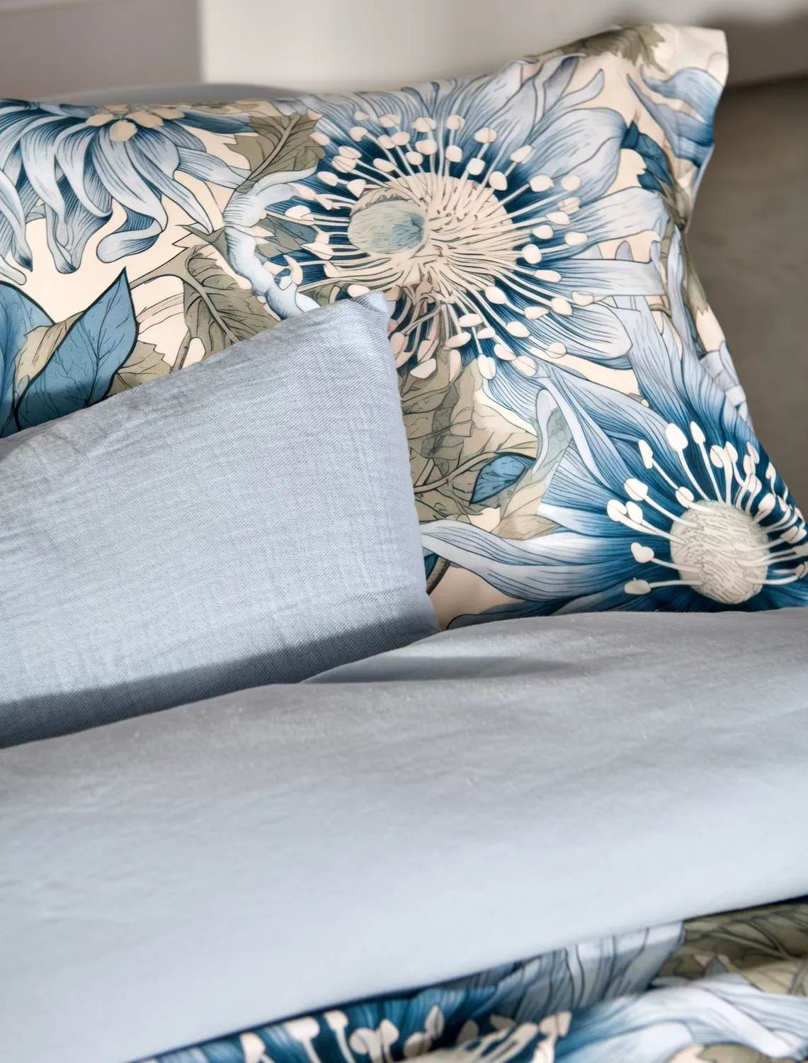 Vandyck Blue Wander dynetrekksett pearl blue sateng