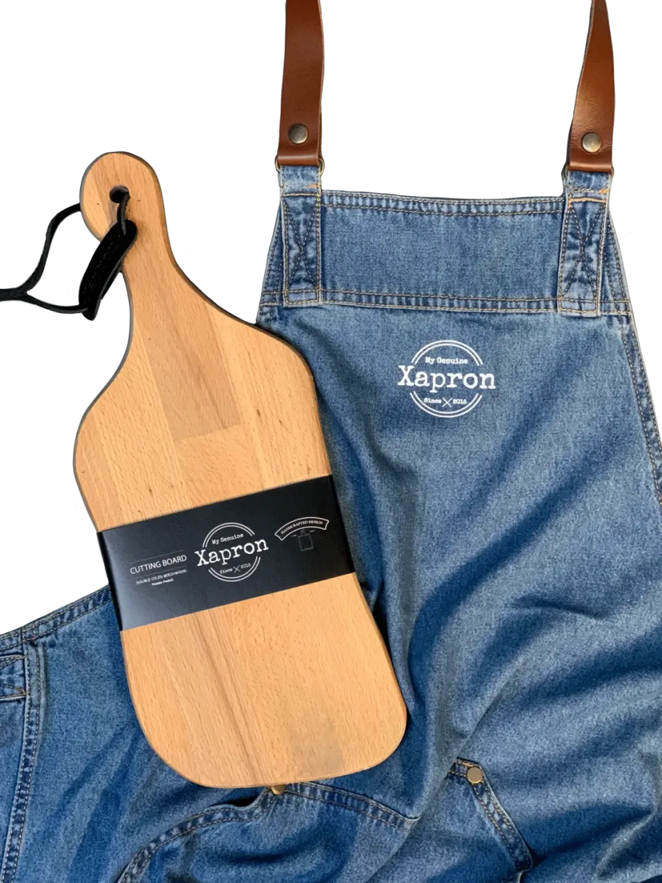 Xapron Curvy & Denim pakke forkle + serveringsfjøl