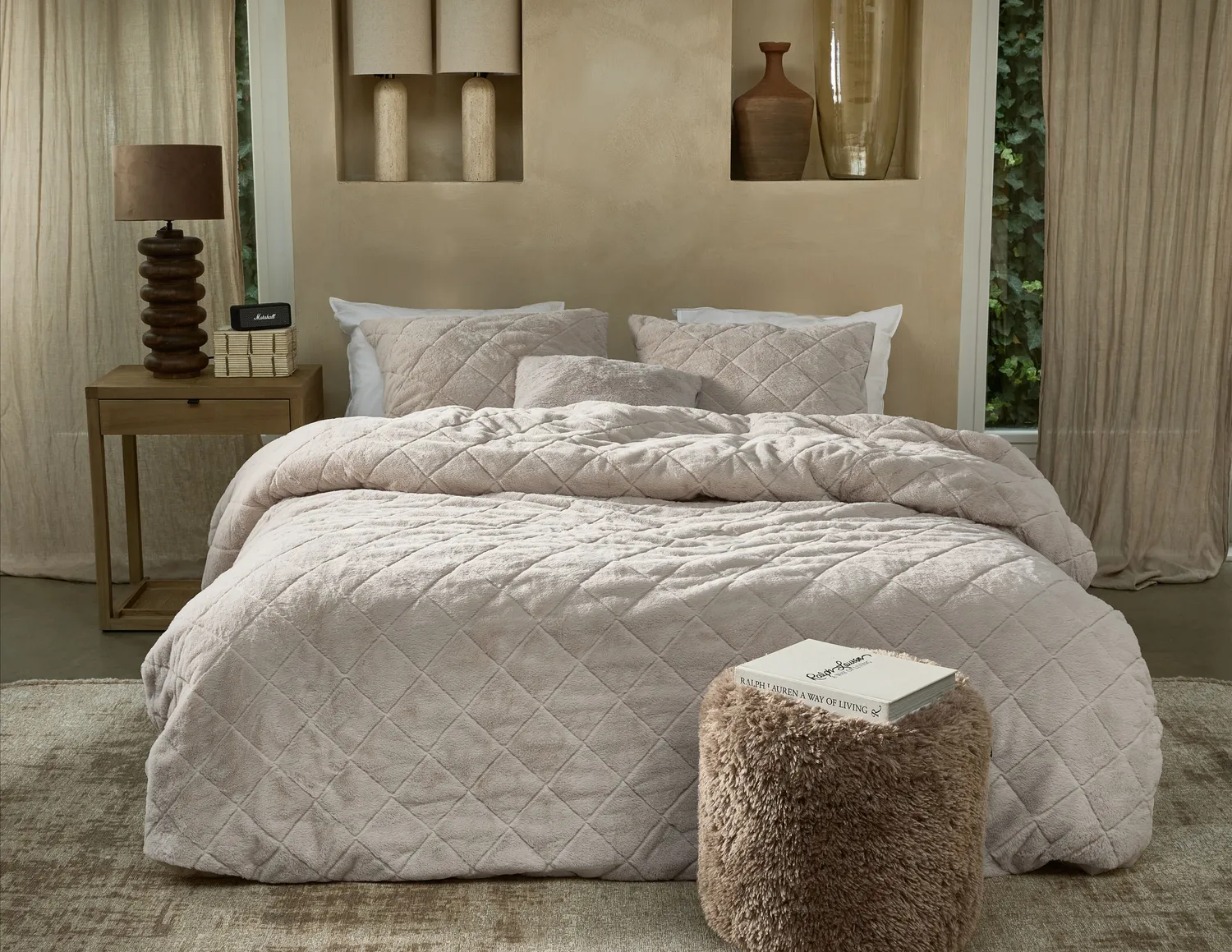 Rivièra Maison Dreamfur dynetrekk 140x200 sand myk plysj
