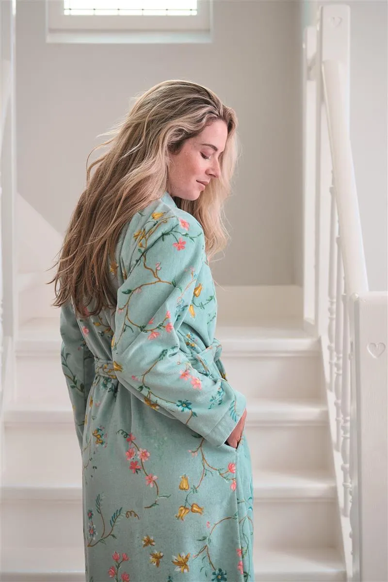 Pip Studio Les Fleurs badekåpe M blå bomull