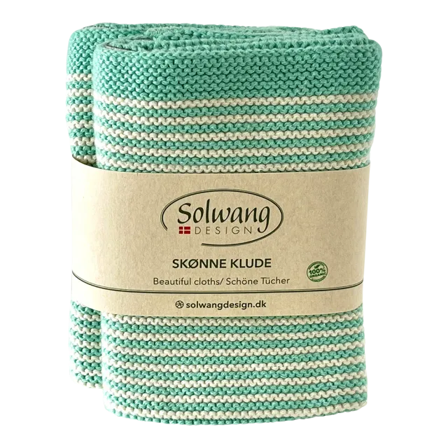 Solwang Design Aqua stribe kjøkkenklut 2-pk økologisk bomull