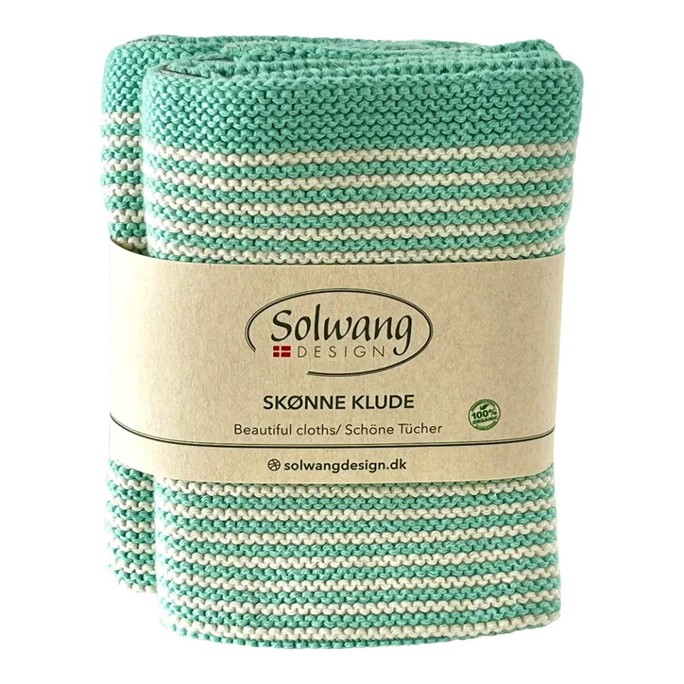 Solwang Design Aqua stribe kjøkkenklut 2-pk økologisk bomull