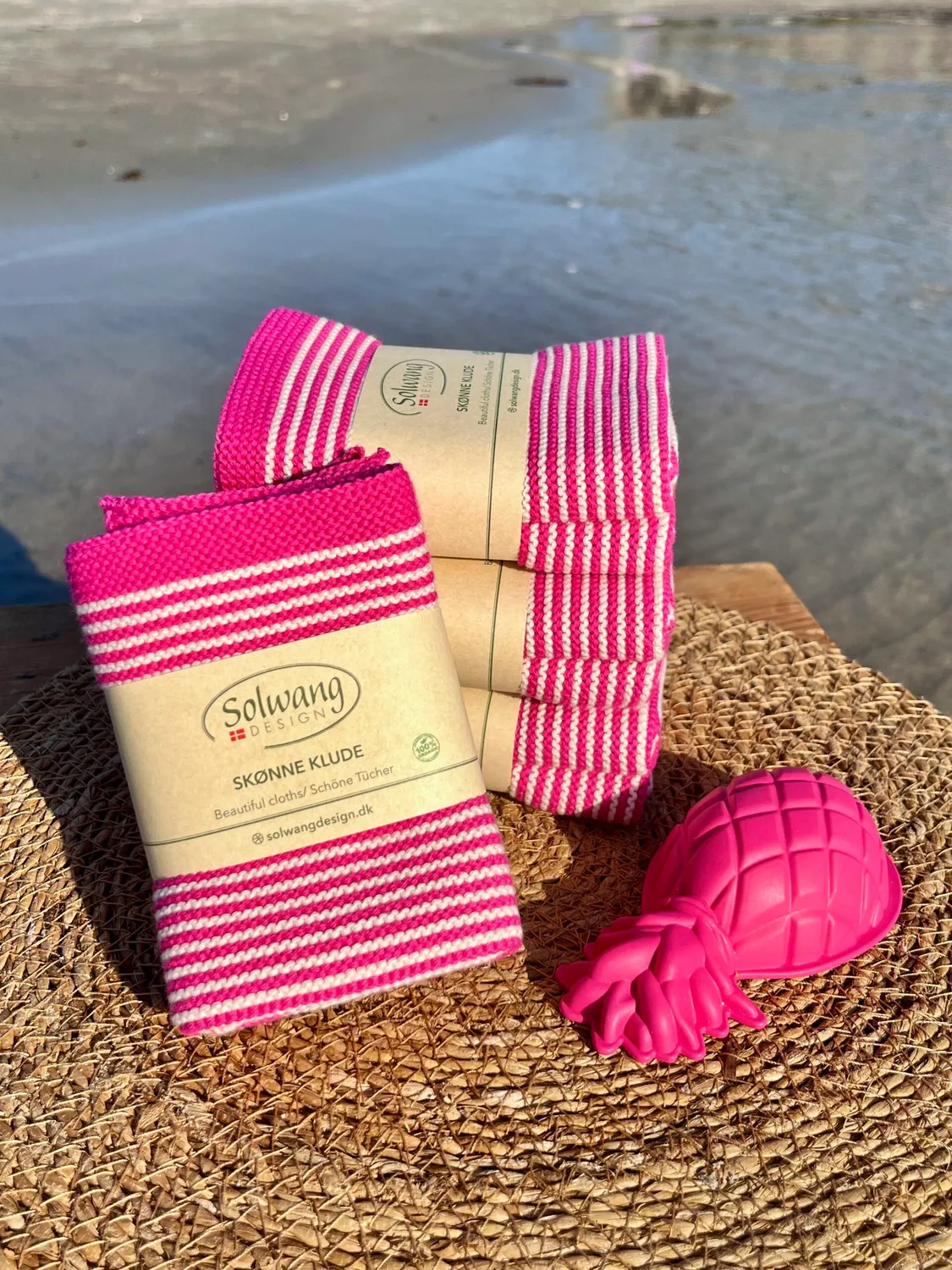Solwang Design kluter natur rosa stripe 2-pk økologisk