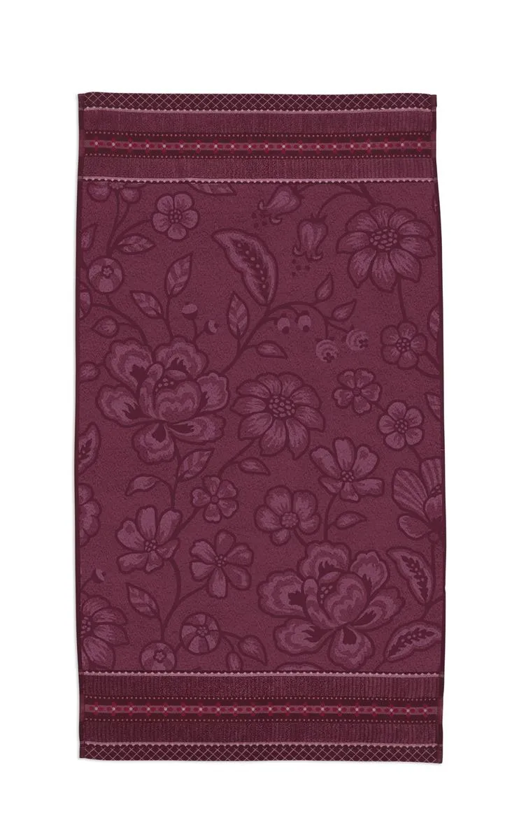 Pip Studio Jasmin Jacquard badehåndkle 70x140 mørkerosa