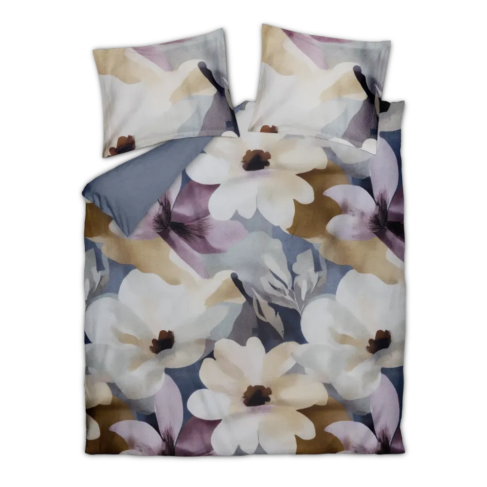 Vandyck Nightbloom dynetrekksett blått 140x200 sateng