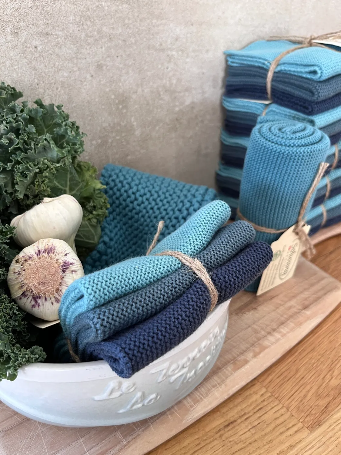 Solwang Design Blue Peacock klut økologisk 3 stk
