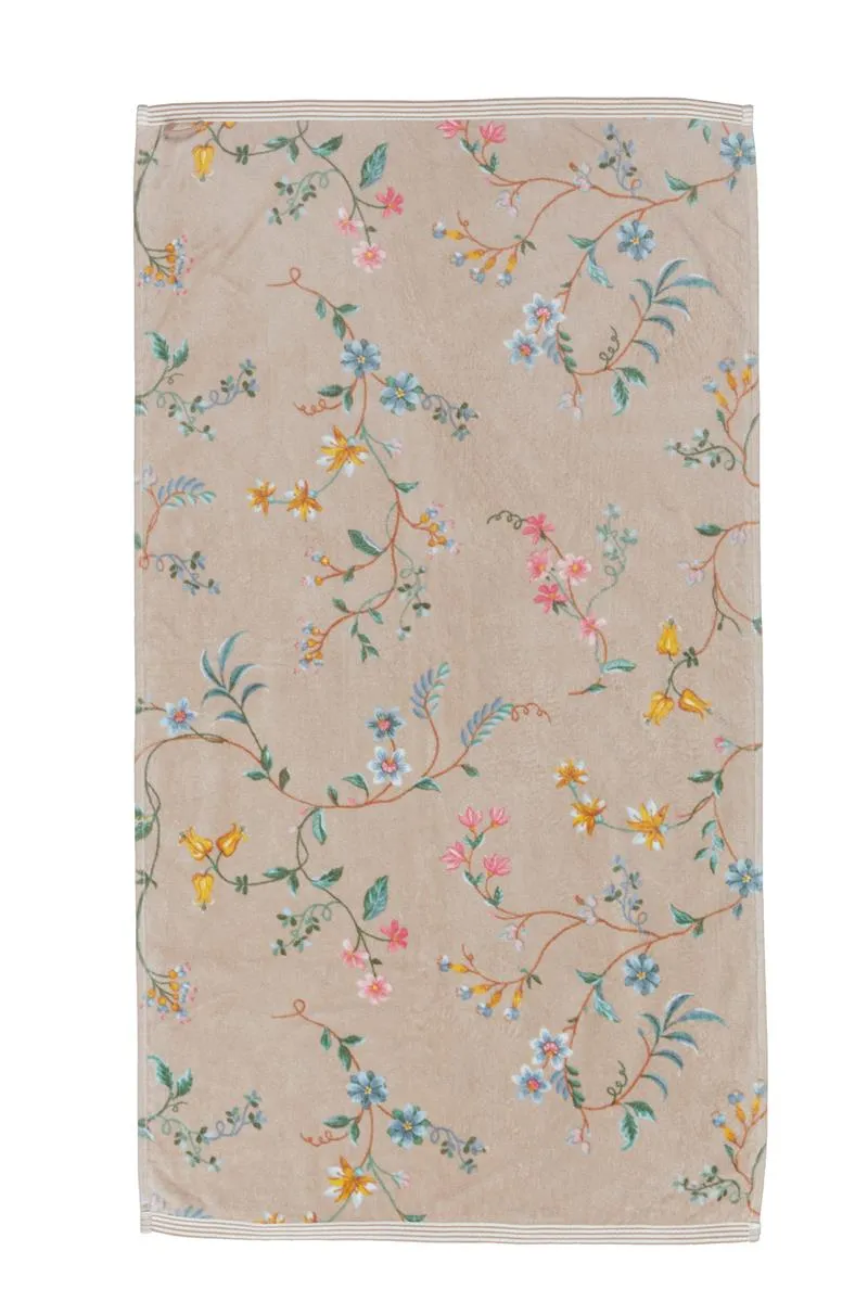 Pip Studio Les Fleurs badehåndkle 140x70 cm khaki bomull