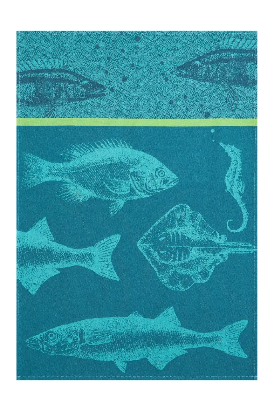 Coucke School of Fish Jacquard kjøkkenhåndkle blå 50x75 bomull