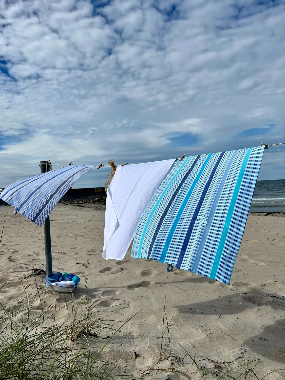 Solwang Design multi aqua blå kjøkkenhåndkle vevet