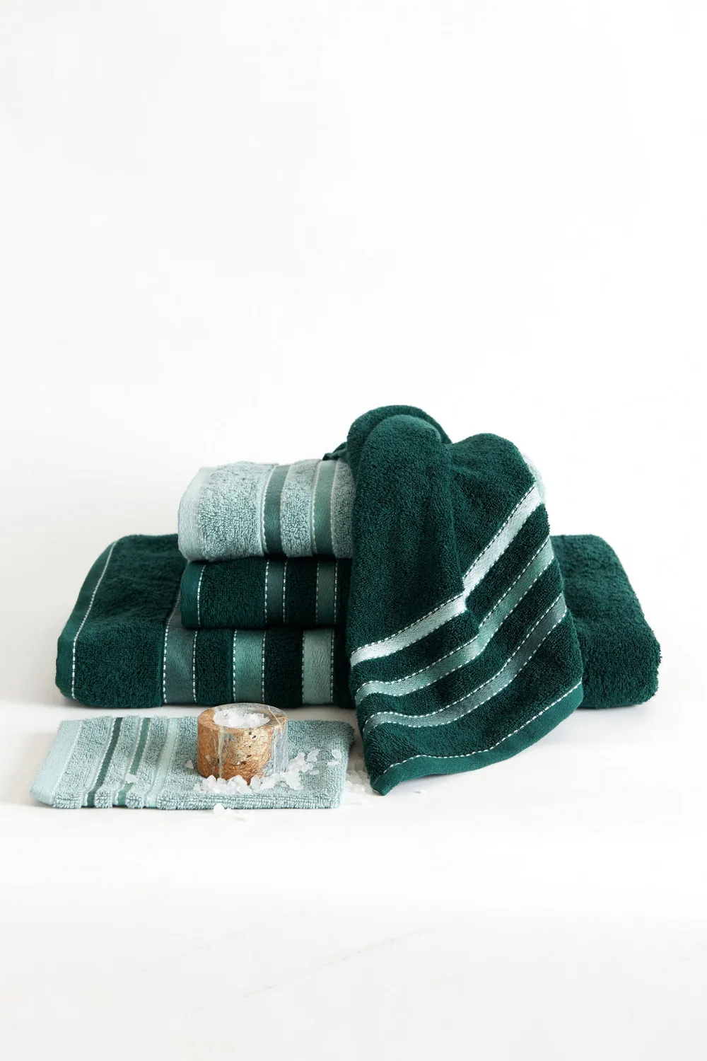 Vandyck Prestige Lines håndkle dark green 60x110 stripete