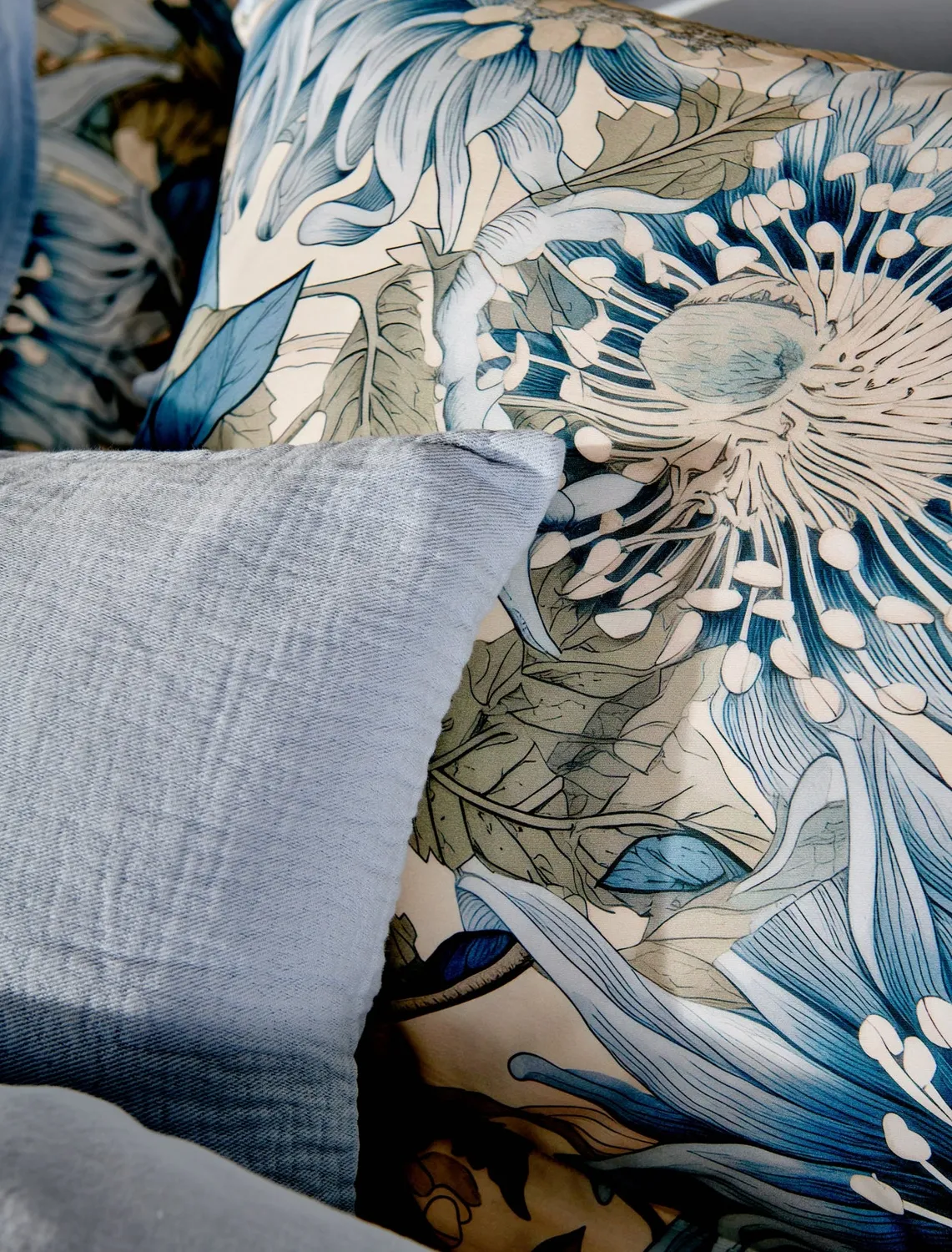 Vandyck Blue Wander dynetrekksett pearl blue sateng