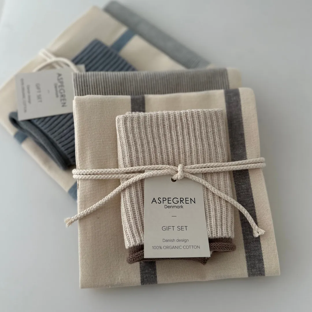 Aspegren Kitchen gavesett Sea Kale 4 deler bomull