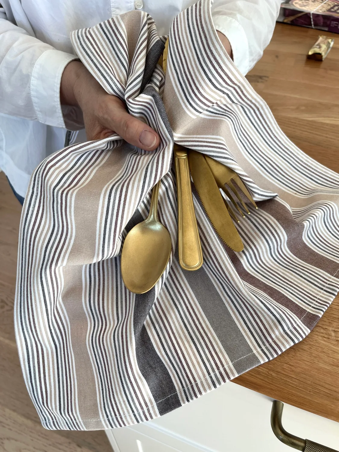 Solwang Design kjøkkenhåndkle multi brun mix økologisk