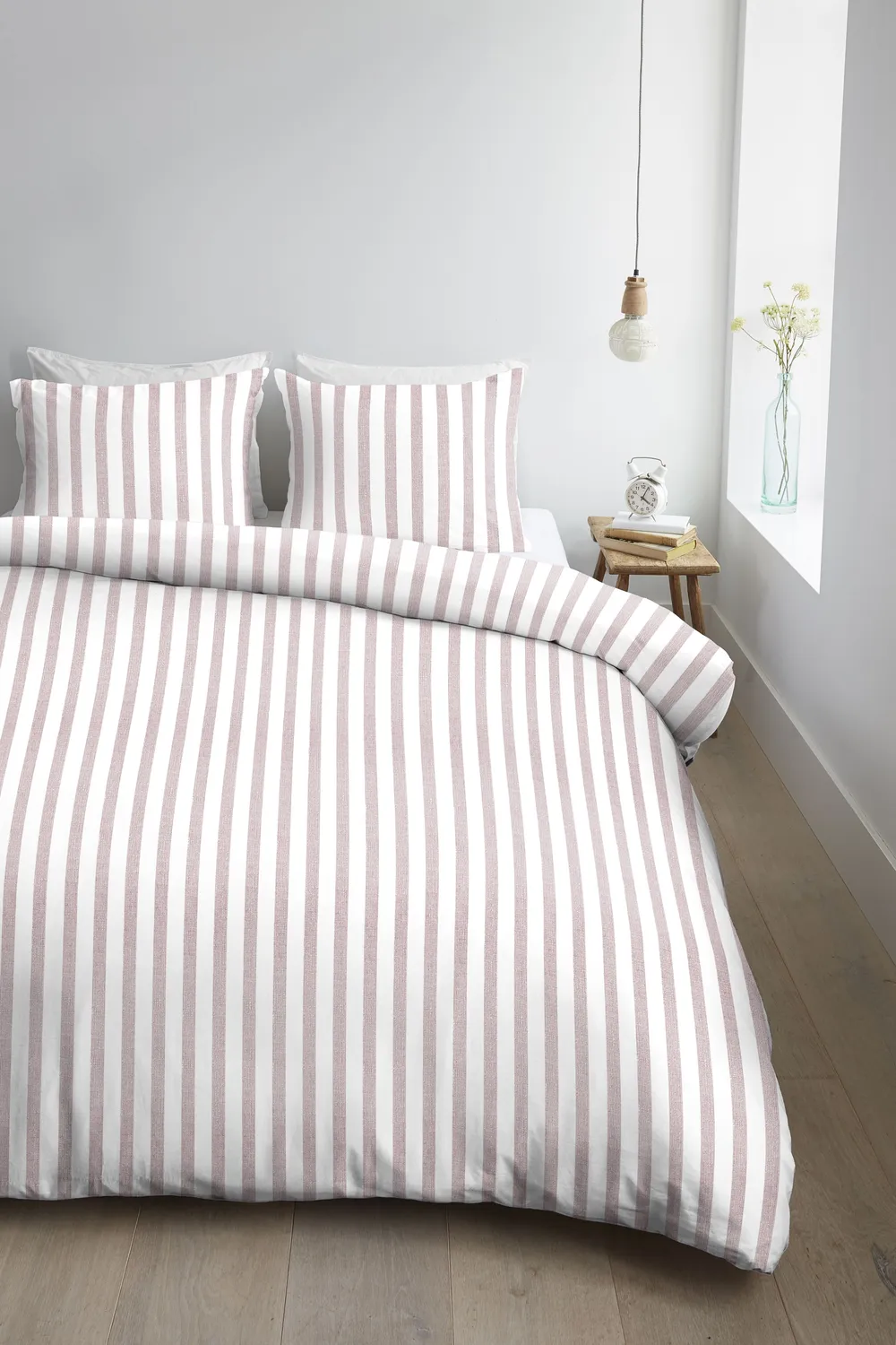 Ambiante Ally dynetrekk 140x200 cm lyserosa striper bomull