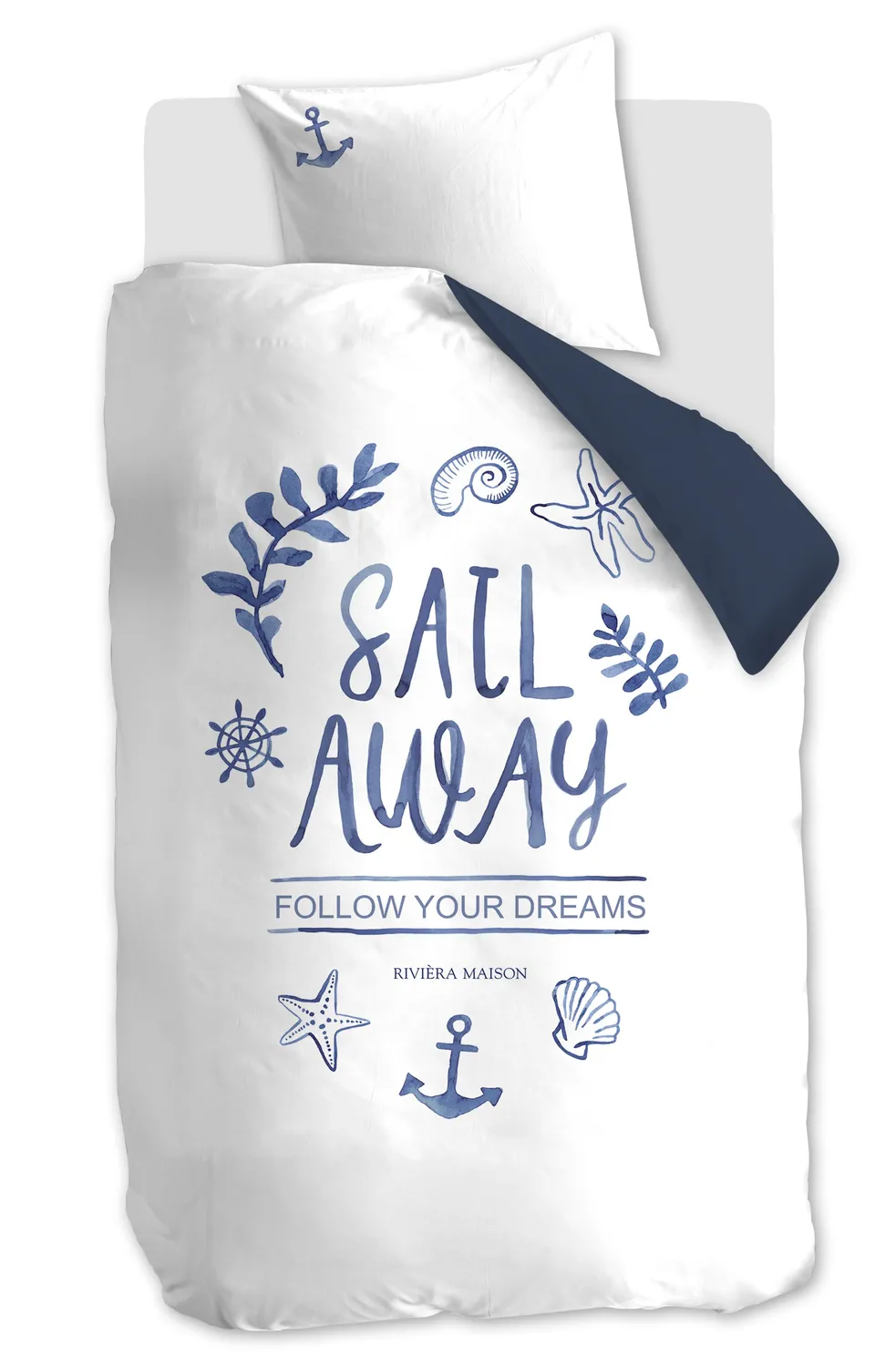 Rivièra Maison Sail Away dynetrekk 140x200 cm blå bomull