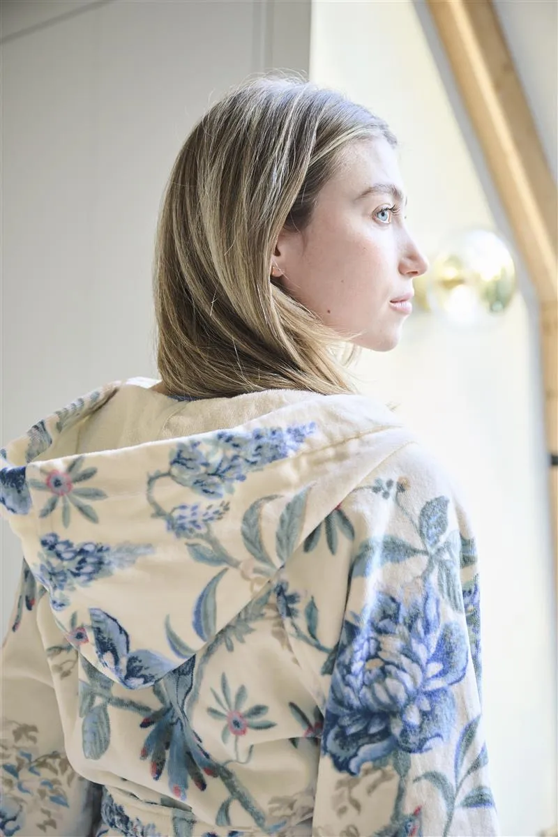 Pip Studio Secret Garden badekåpe L hvit/blå