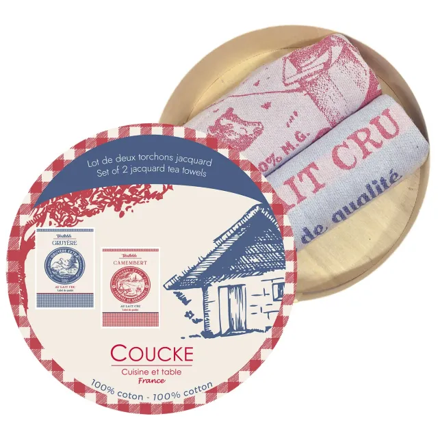 Coucke Gruyère Camembert kjøkkenhåndkle rød 2-pk 50x75
