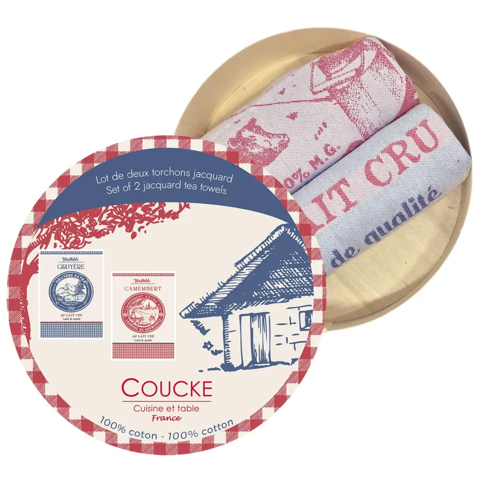 Coucke Gruyère Camembert kjøkkenhåndkle rød 2-pk 50x75
