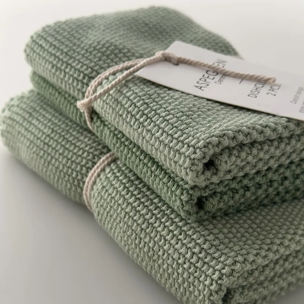 Aspegren Denmark Solid klut Laurel Green 2-pk økologisk