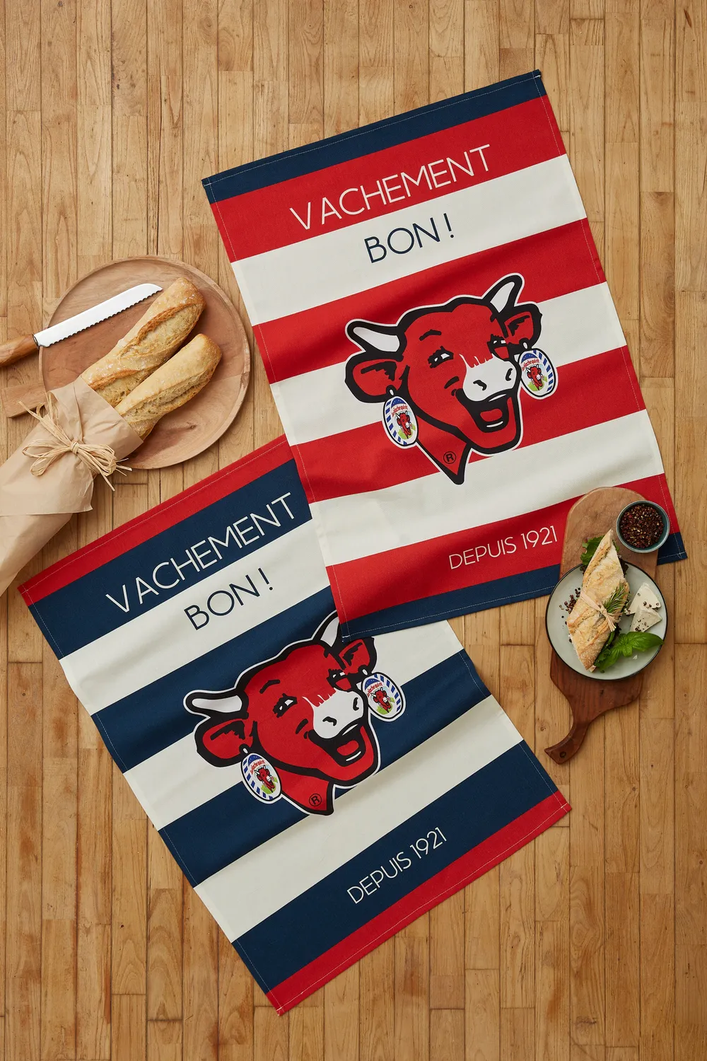 Coucke Laughing Cow Red Stripe kjøkkenhåndkle 50x75 rød bomull